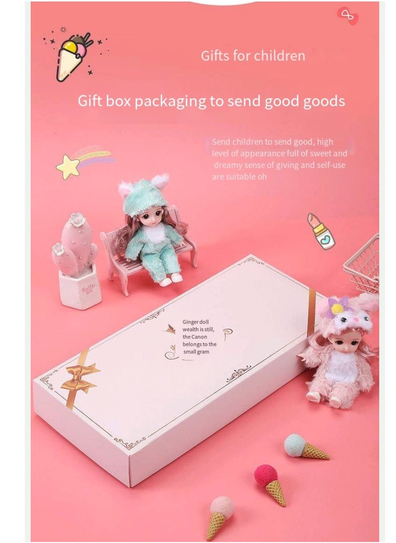 17 cm small doll princess gift box set children's girl clothes changeable dress-up Fashion Dolls Collection Set, 5 Pieces with Different Outfits, Pink Gift Box Girl gift (sweet)