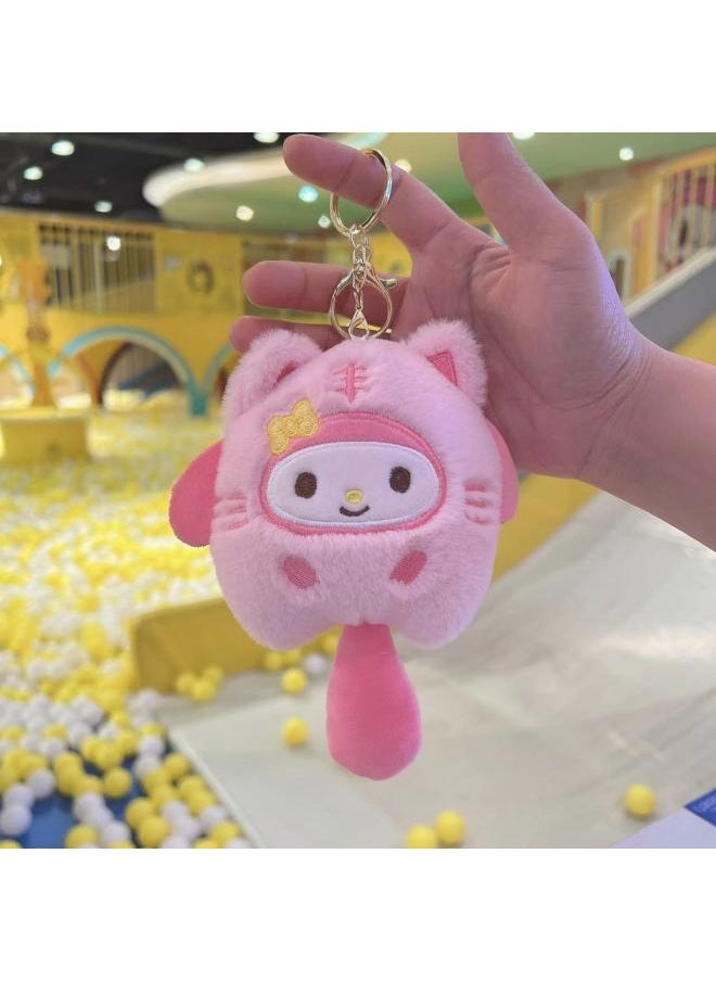 TikTok Girl Plush Pendant Sanrio Series Kulomi Doll Keychain Clasp Doll Doll Toy Batch-Colors:Variable Coolomie Silver Buckle-Height:15cm High