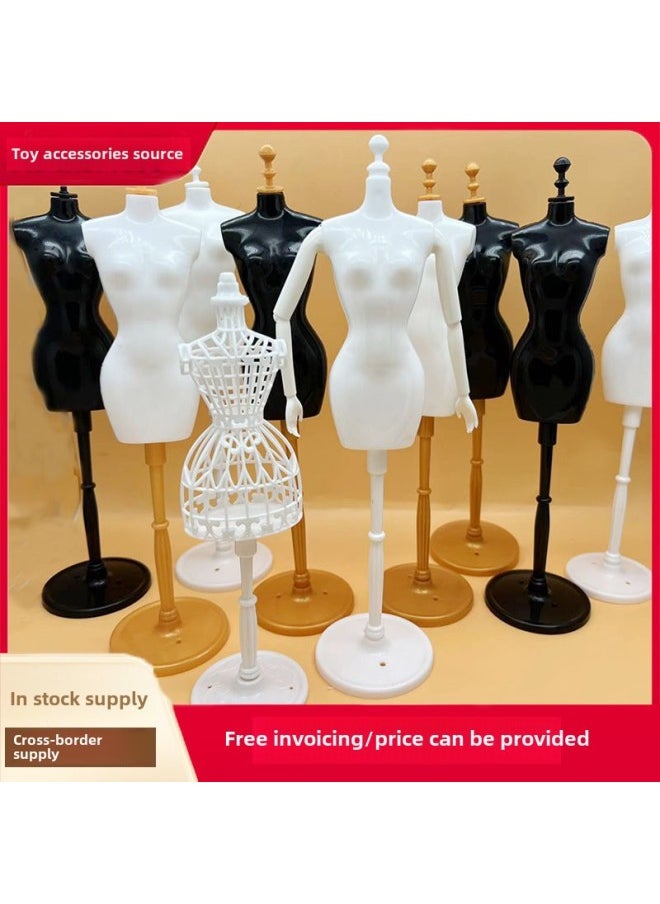 Dress Up 30cm Model Doll Big Skirt Clothing DIY Design Printing Toy Wedding Dress Display Bracket Accessories-Color:Hollow Style-white
