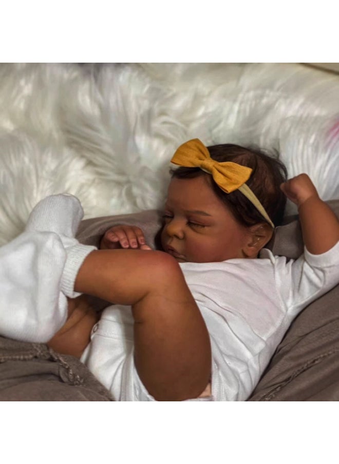 20 Inch Rebirth Doll African American Doll Black Girl Romy Cross Border Hot Sale-Color:White Clothes Doll
