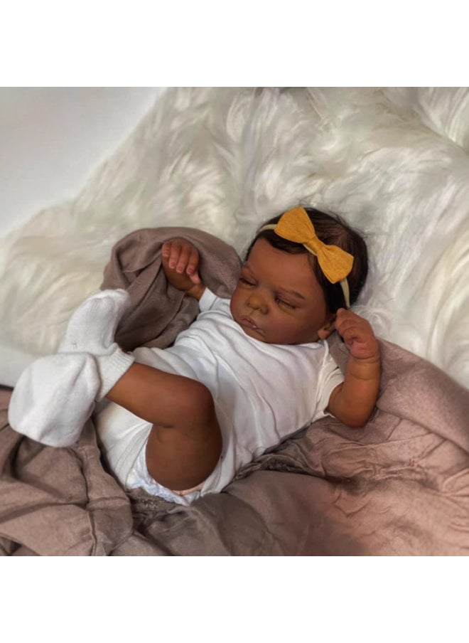 20 Inch Rebirth Doll African American Doll Black Girl Romy Cross Border Hot Sale-Color:White Clothes Doll