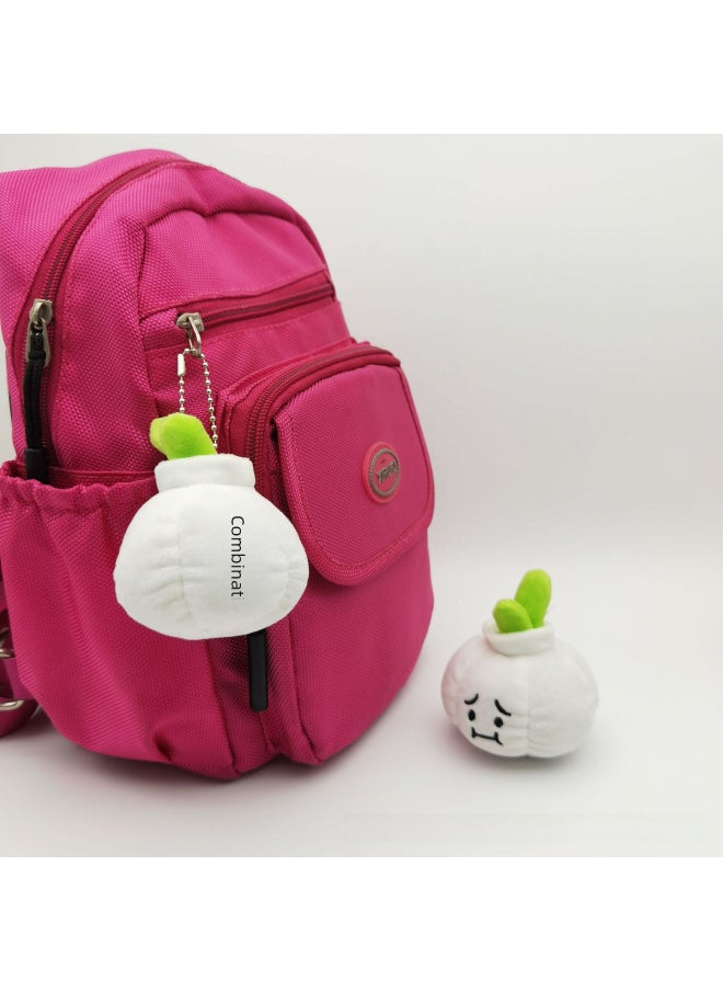 Funny Garlic Doll Key Chain Backpack Pendant Plush Doll Green Onion Bag Hanging Cute Cartoon Key Chain-Color:Welsh Onion + Bead Chain-Height:Figure