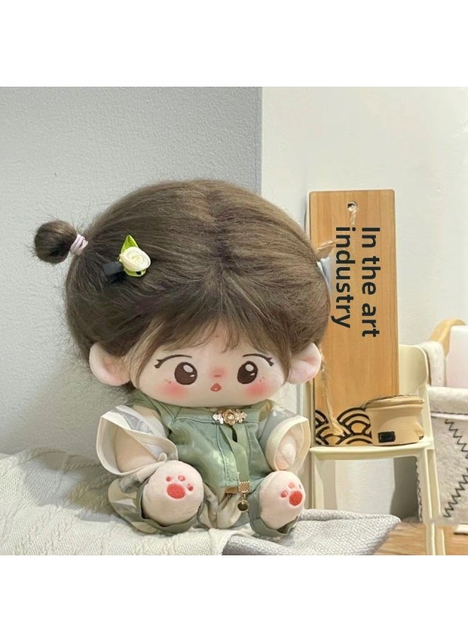 Guofeng 40/20cm Doll Antique Cute Chinese Clothing Sitting Position 40/20cm Cotton Doll Clothes Suit-Specifications:20cm Cotton Doll Clothes  Doll Not Included-Color:Flower Bunny Green  Set