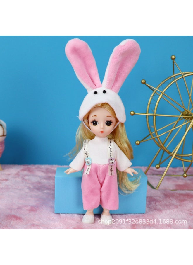 Enamel/plastic Dolls Toy Figurines Playsets - Cute Kawaii Style Collectible Miniatures For Kids' Playtime Fun-Color:Rabbit Suspenders-Height:Whole Doll ]