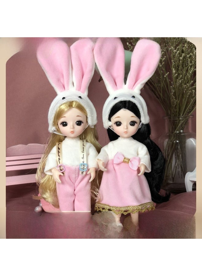 Enamel/plastic Dolls Toy Figurines Playsets - Cute Kawaii Style Collectible Miniatures For Kids' Playtime Fun-Color:Rabbit Suspenders-Height:Whole Doll ]