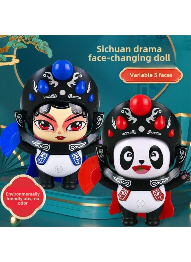Internet Red Explosions Panda Face-changing Sichuan Opera Doll Desktop Ornaments National Tide Memorial Holiday Gift Doll Pendant Wholesale-Color:Random Color - Bow Tie Large Panda Face Changing