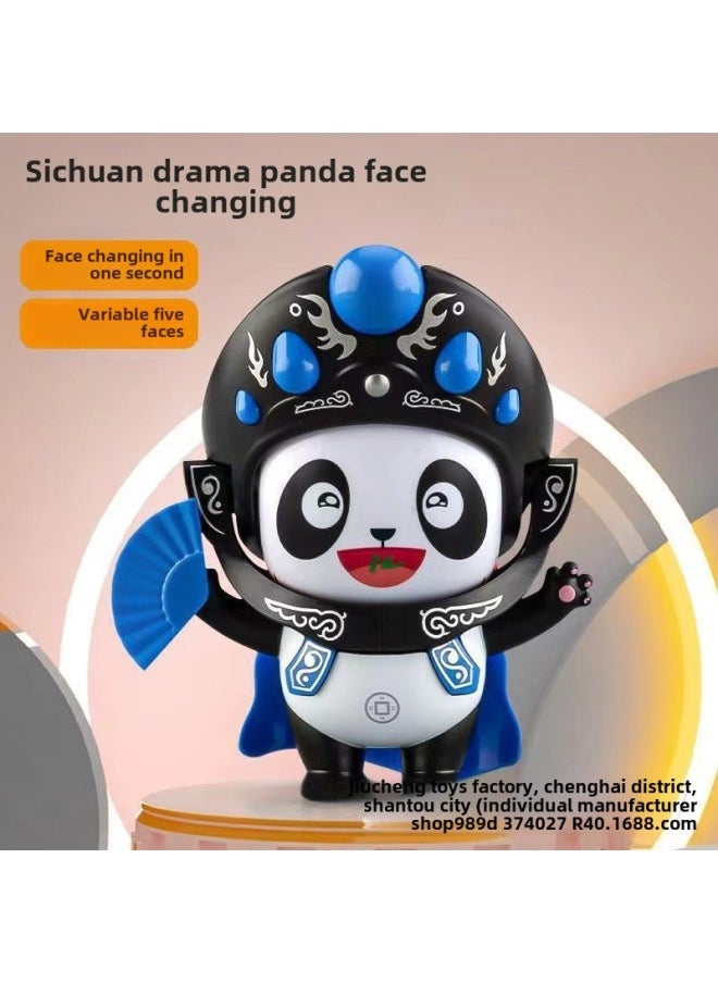 Internet Red Explosions Panda Face-changing Sichuan Opera Doll Desktop Ornaments National Tide Memorial Holiday Gift Doll Pendant Wholesale-Color:Random Color - Bow Tie Large Panda Face Changing