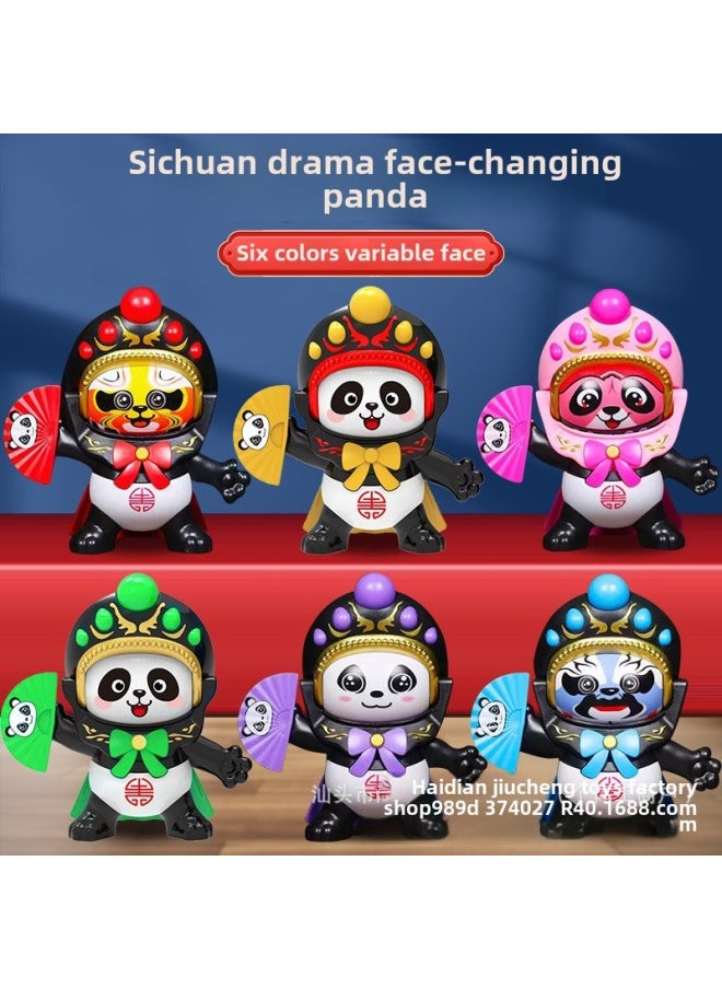 Internet Red Explosions Panda Face-changing Sichuan Opera Doll Desktop Ornaments National Tide Memorial Holiday Gift Doll Pendant Wholesale-Color:Random Color - Bow Tie Large Panda Face Changing