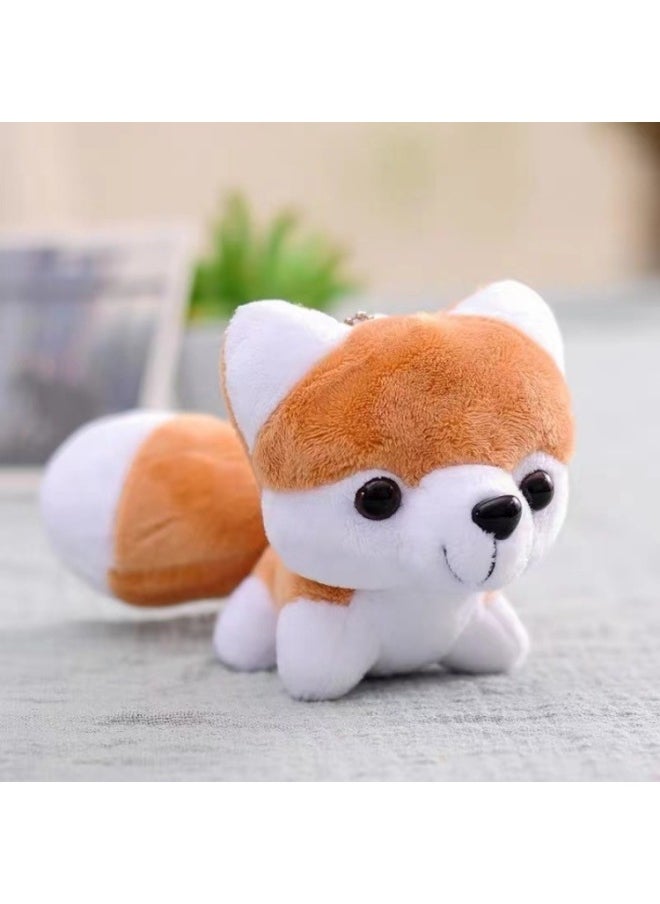 Cute Small Plush Pendant Cute Teddy Dog Doll Doll Keychain Hanging Ornaments Grab Doll Activity-Color:Orange Huskies-Height:About 12cm (unit Price) Including Ordinary Chain