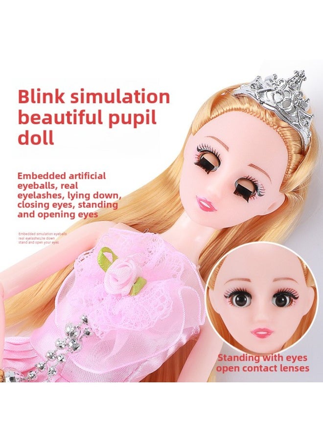 Dress-up Tongle Barbie Doll Suit Oversized Gift Box Girl Princess Wedding Dress Children Play House Toys Wholesale-Color:H2-72cm Gift Box [11 Dolls 222 Sets]]-Height:6 Joint Body + Painted Eyes