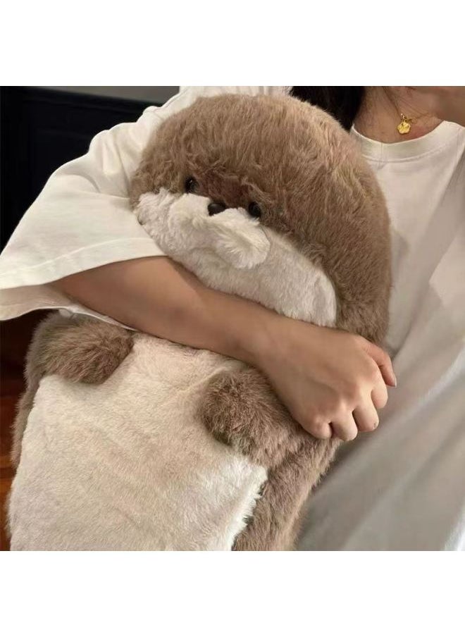 Prone Seal Plush Doll Soothing Sleeping Doll Cute Sea Otter Doll Pillow Birthday Gift Wholesale-Color:Seal Leather Shell [unfilled]-Height:65cm