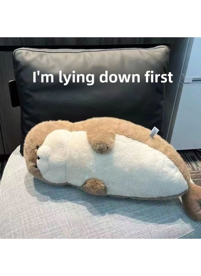 Prone Seal Plush Doll Soothing Sleeping Doll Cute Sea Otter Doll Pillow Birthday Gift Wholesale-Color:Seal Leather Shell [unfilled]-Height:65cm
