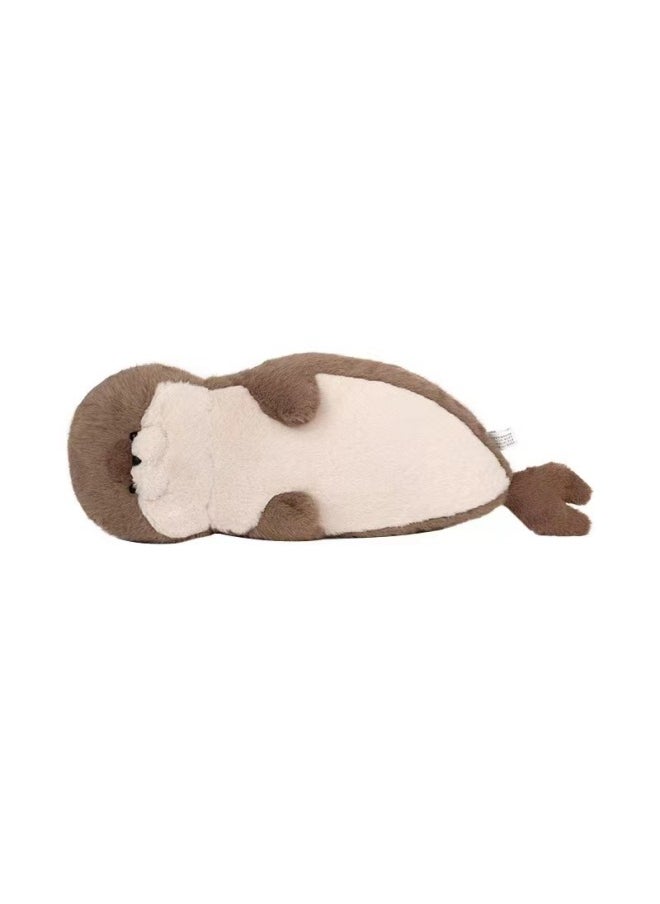 Prone Seal Plush Doll Soothing Sleeping Doll Cute Sea Otter Doll Pillow Birthday Gift Wholesale-Color:Seal Leather Shell [unfilled]-Height:65cm