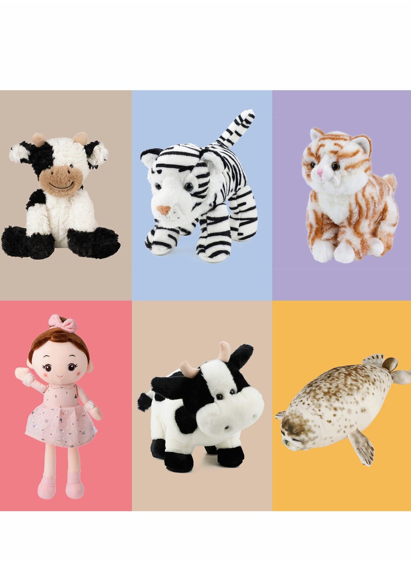 Plush Cow Toy Floppy Dairy Cattle Soft Stuffed Animal lovely Birthday for Boys Girls Kids Toddlers, 9''