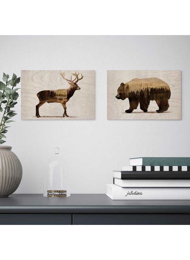 Picture, set of 2, Wild animals II, 30x20 cm