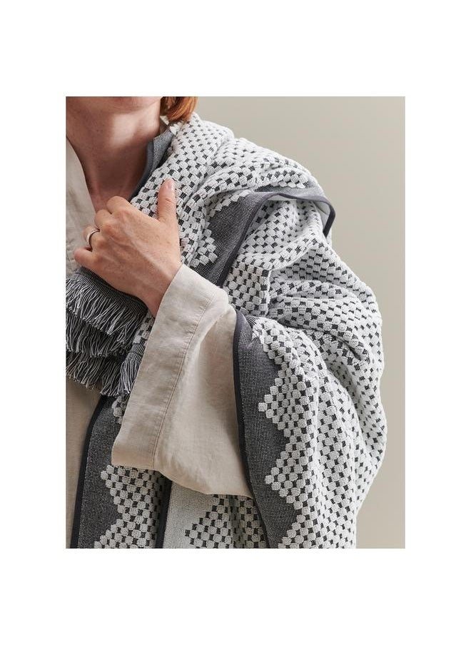 Bath towel, white/grey, 70x140 cm
