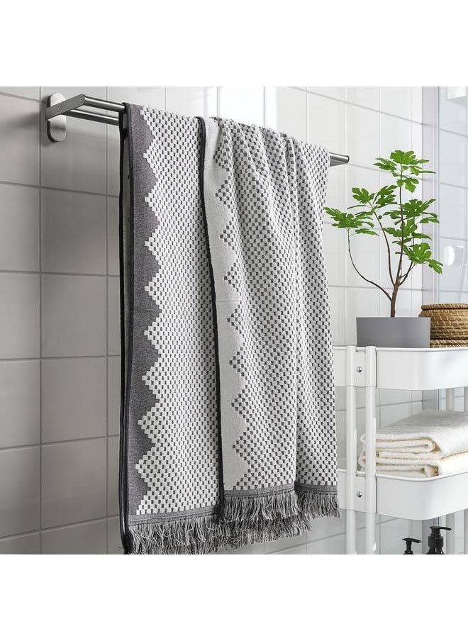 Bath towel, white/grey, 70x140 cm