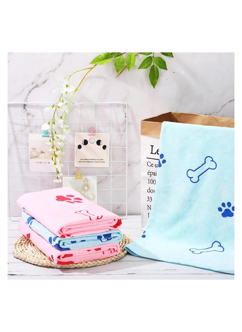 4 Pieces Dog Towels for Drying Dogs Puppy Towel Bulk Microfiber Absorbent Towel Pet Bathing Supplies Quick Drying Paw Towel for Medium Dogs Cats Pets Shower 23.6 x 39.4 Inch