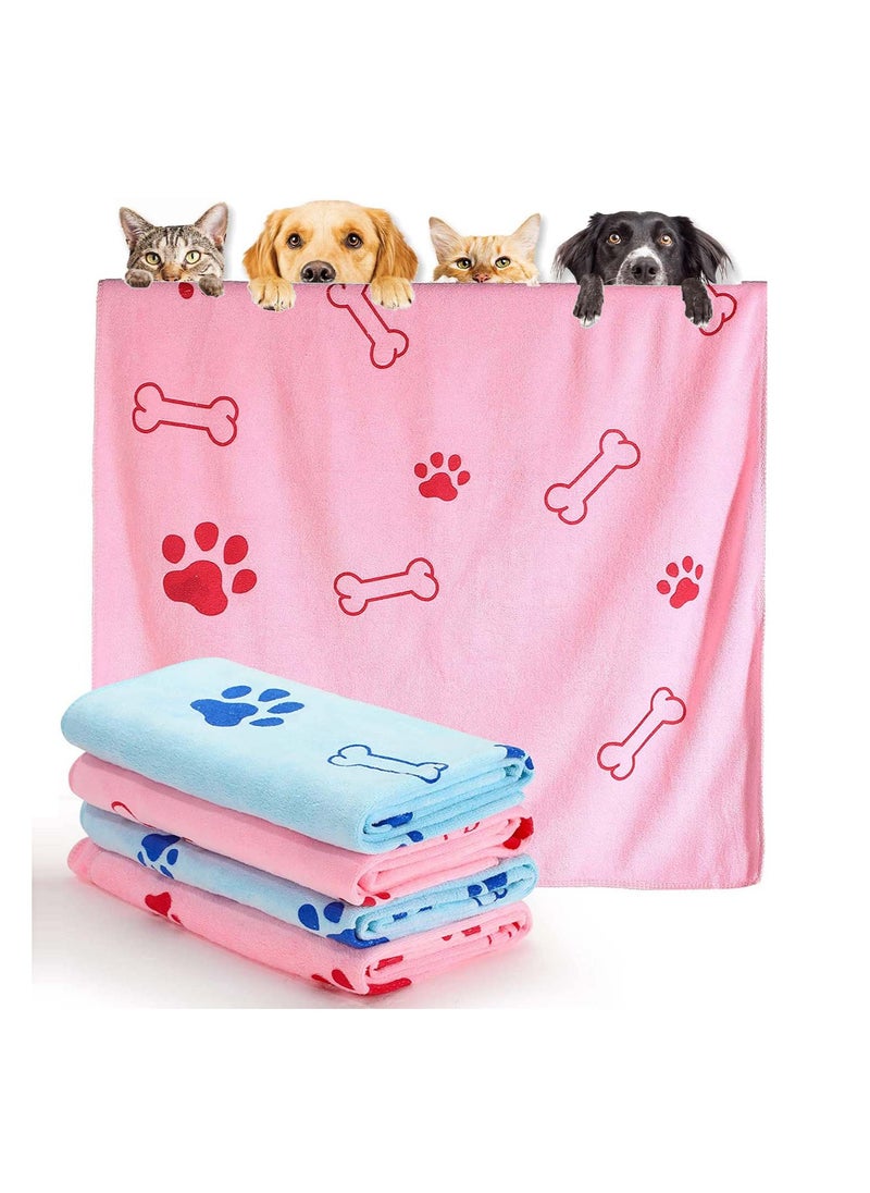 4 Pieces Dog Towels for Drying Dogs Puppy Towel Bulk Microfiber Absorbent Towel Pet Bathing Supplies Quick Drying Paw Towel for Medium Dogs Cats Pets Shower 23.6 x 39.4 Inch