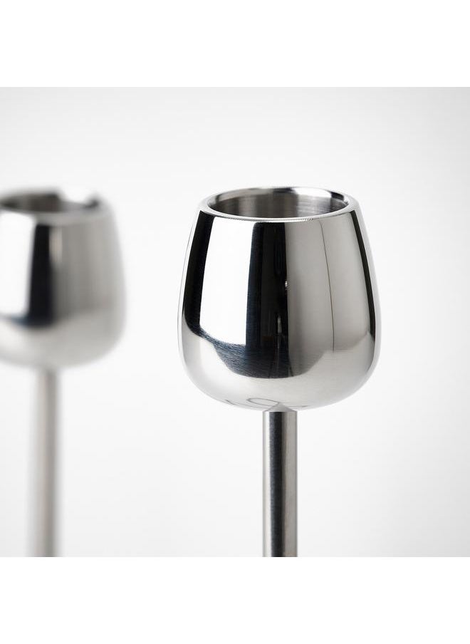 Candlestick for 2 candles, silver-colour, 20 cm