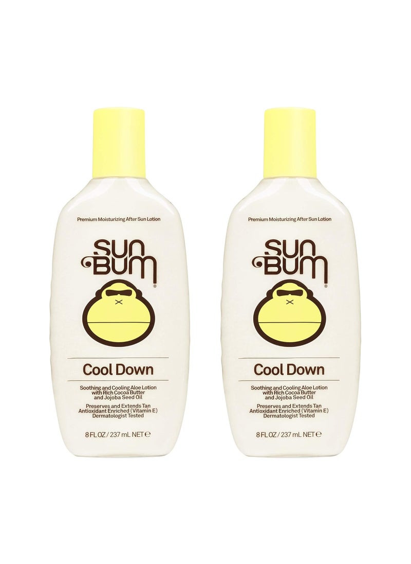 Sun Bum Cool Down Aloe Vera Lotion Vegan and Hypoallergenic After Sun Gel With Cocoa Butter To Soothe and Hydrate Sunburned Skin, 8 oz (Pack of 2)