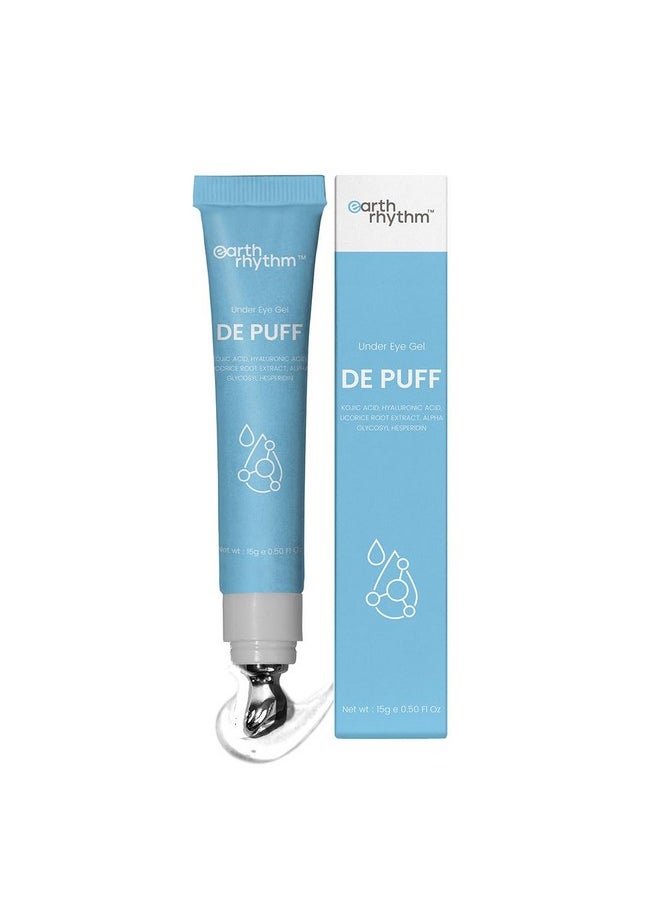 Under Eye Gel With Cooling Massage Roller For Dark Circles, Puffy Eyes And Finelines | Enriched With Kojic Acid, Hyaluronic Acid | For Men & Women - 15 Gm