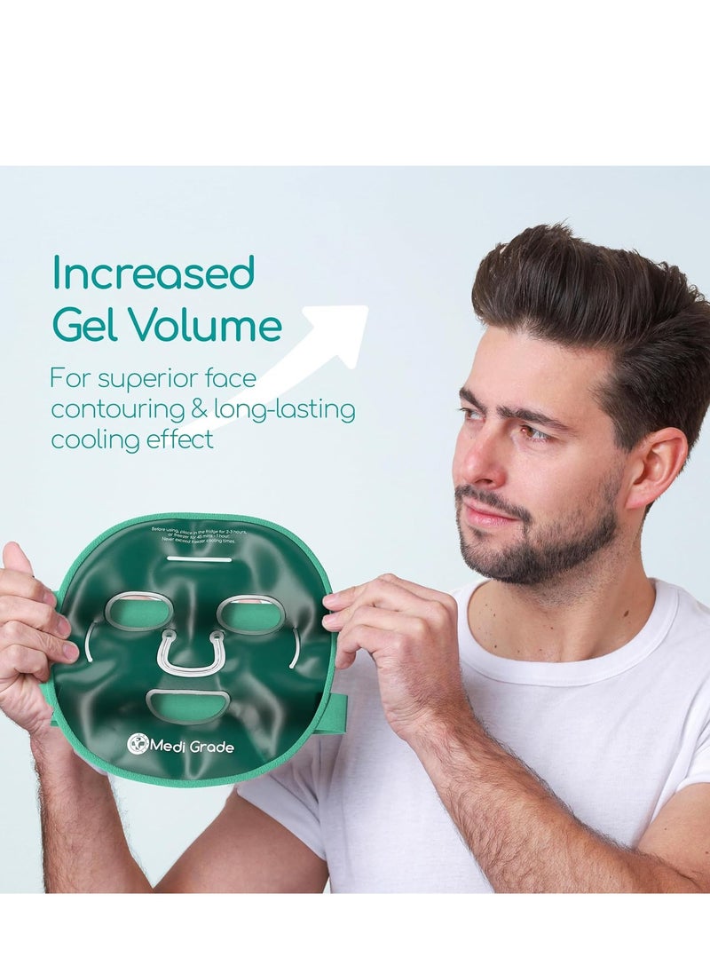 Medi Grade Cooling Ice Face Mask and Cooling Eye Mask for Puffy Eyes & Migraine Relief - Self Care Face Ice Pack with ChillGel Face Ice Mask Technology - Cooling Face Mask, Eye Pads and Bag