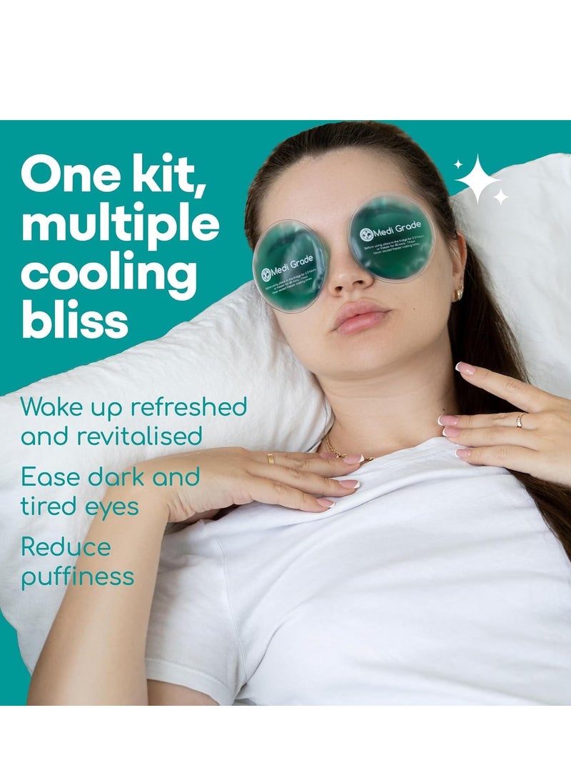 Medi Grade Cooling Ice Face Mask and Cooling Eye Mask for Puffy Eyes & Migraine Relief - Self Care Face Ice Pack with ChillGel Face Ice Mask Technology - Cooling Face Mask, Eye Pads and Bag