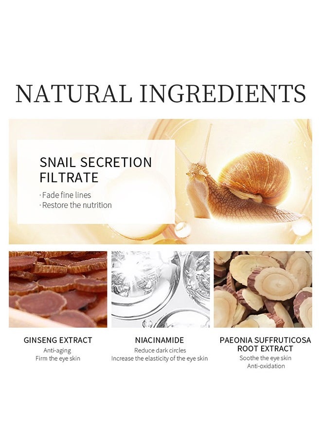 Ginseng Snail Eye Cream,Remove Dark Circle Anti-Aging Repair Eye Serum,Hydrating and Moisturising Effect Care for Skin Blooming Eyes Tight Firmer Gently Cleans Removes Dirt Oil 30g