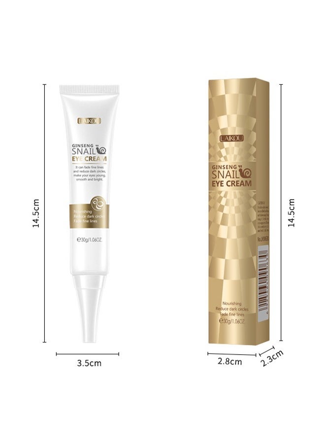 Ginseng Snail Eye Cream,Remove Dark Circle Anti-Aging Repair Eye Serum,Hydrating and Moisturising Effect Care for Skin Blooming Eyes Tight Firmer Gently Cleans Removes Dirt Oil 30g