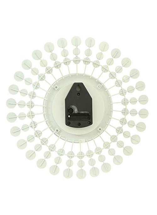 CHRONIKLE Beautiful Floral Design Crystal Round Analog Diamond Studded HomeOffice Decor Metal Wall Clock with Sweep Movement Size 37 x 5 x 37 CM Color Red Weight 830 grm