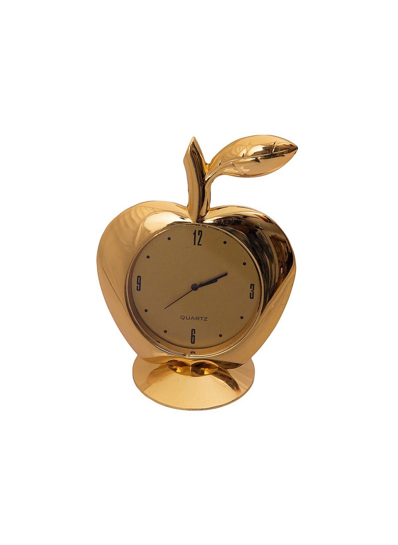 JEWEL FUEL Gold Plated Apple Table Clock and German Silver 2 Gold Plated Pen Gift Set