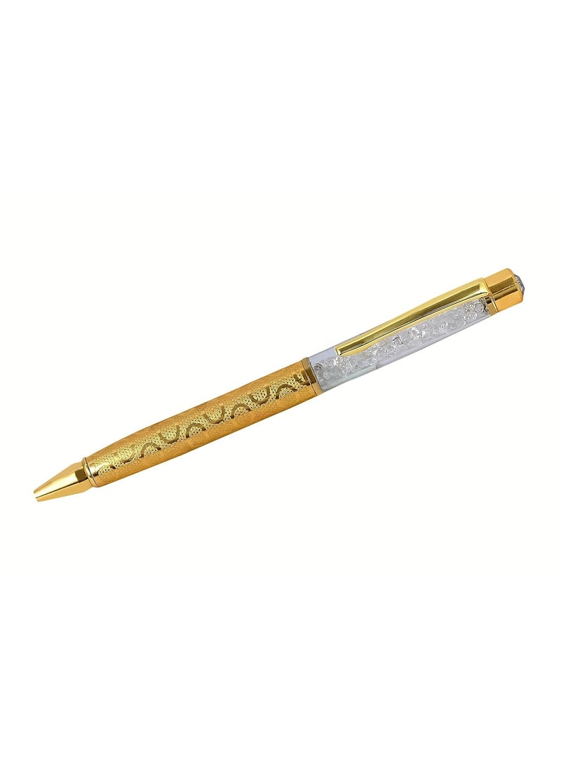 JEWEL FUEL Gold Plated Apple Table Clock and German Silver 2 Gold Plated Pen Gift Set