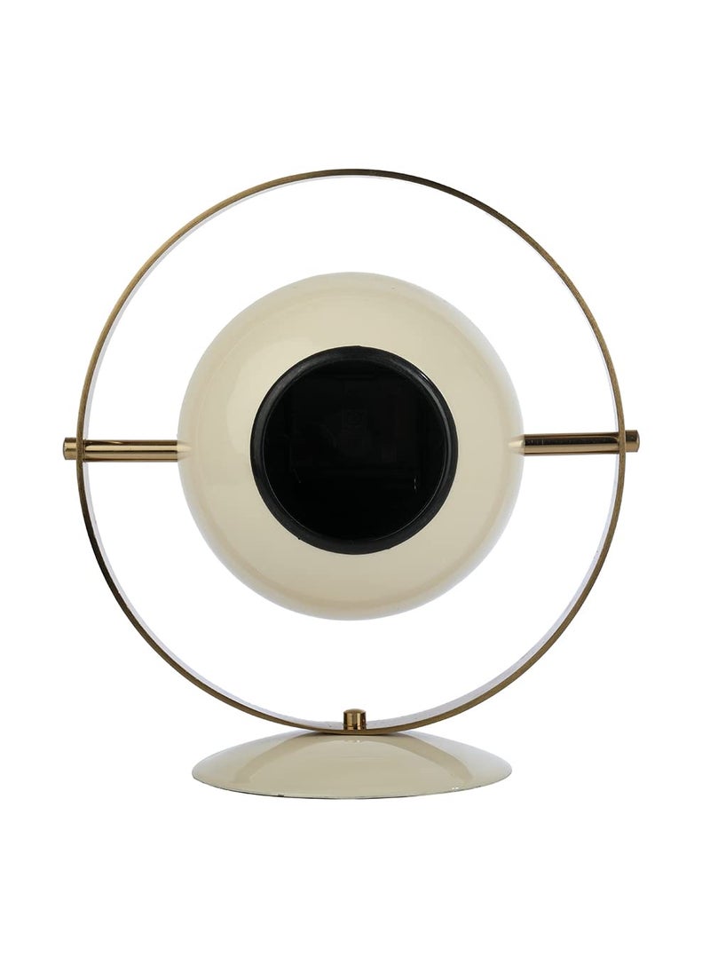 Decor de Maison Handcrafted Halo Clock in Ivory Enamle Gold Black Colour Decorative Table Clock for Office Desk Bedroom Living Room 98 inch Height