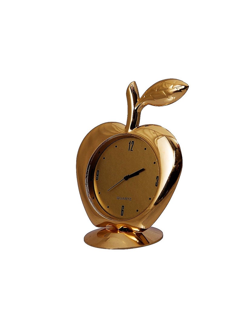 JEWEL FUEL Gold Plated Apple Table Clock and Gold Plated Visiting Card Holder Gift Set