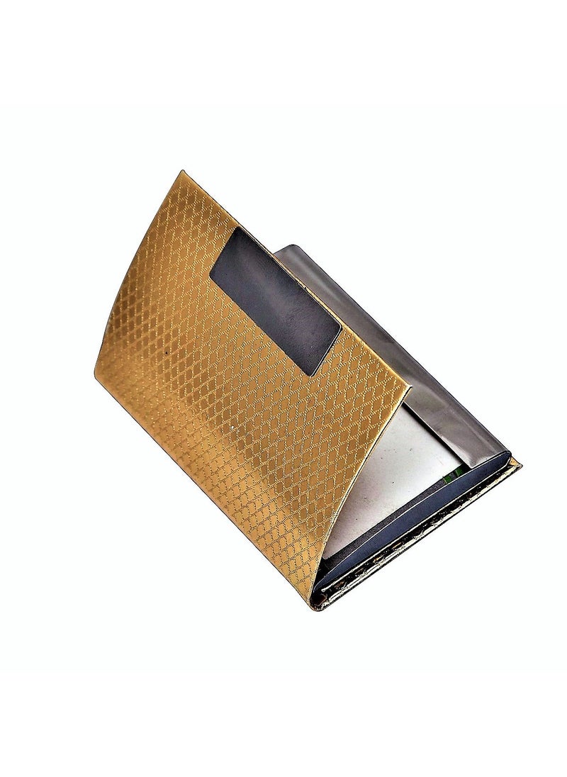 JEWEL FUEL Gold Plated Apple Table Clock and Gold Plated Visiting Card Holder Gift Set
