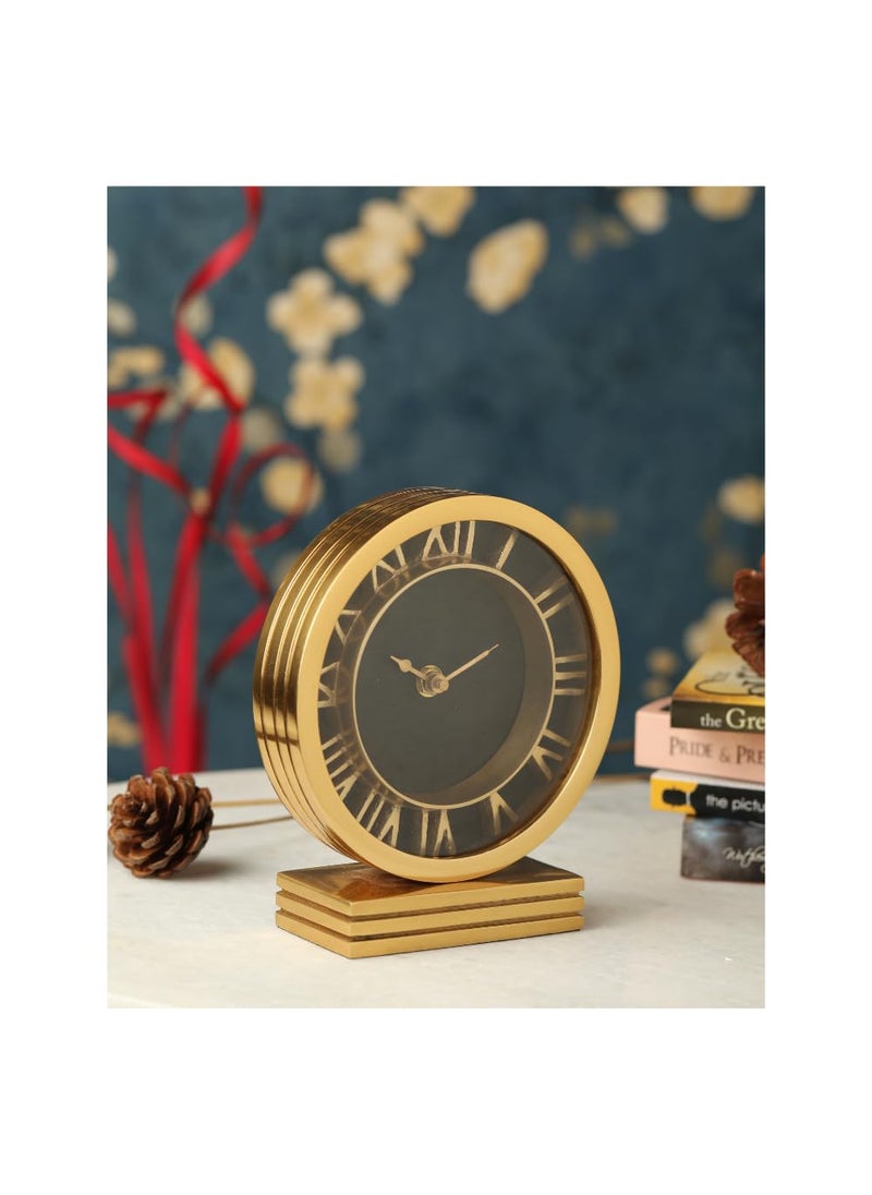 Decor de Maison Handcrafted GoldBlack Timepiece Table Clock Premium Design Clock Used for Office Desk Bedroom Living Room Centre Table Shelf 6 inch Height