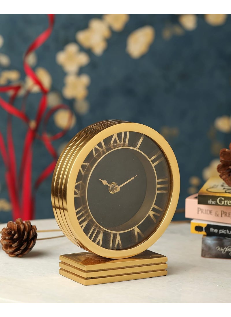 Decor de Maison Handcrafted GoldBlack Timepiece Table Clock Premium Design Clock Used for Office Desk Bedroom Living Room Centre Table Shelf 6 inch Height