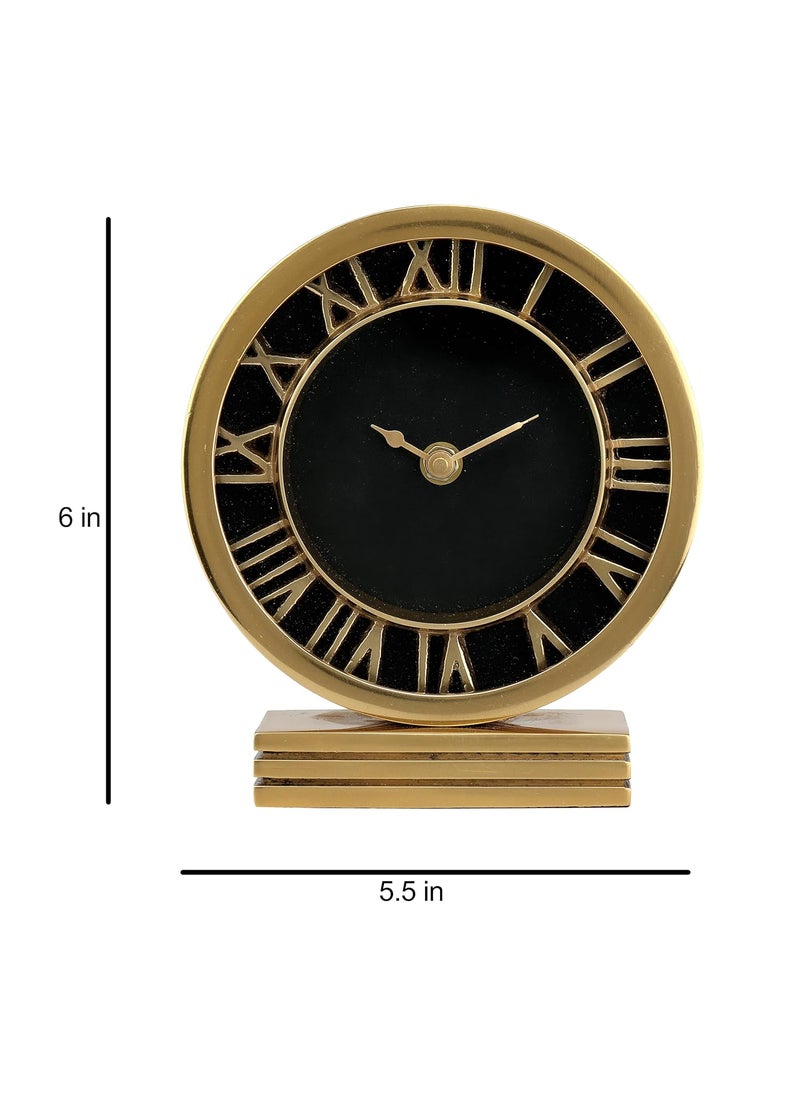 Decor de Maison Handcrafted GoldBlack Timepiece Table Clock Premium Design Clock Used for Office Desk Bedroom Living Room Centre Table Shelf 6 inch Height