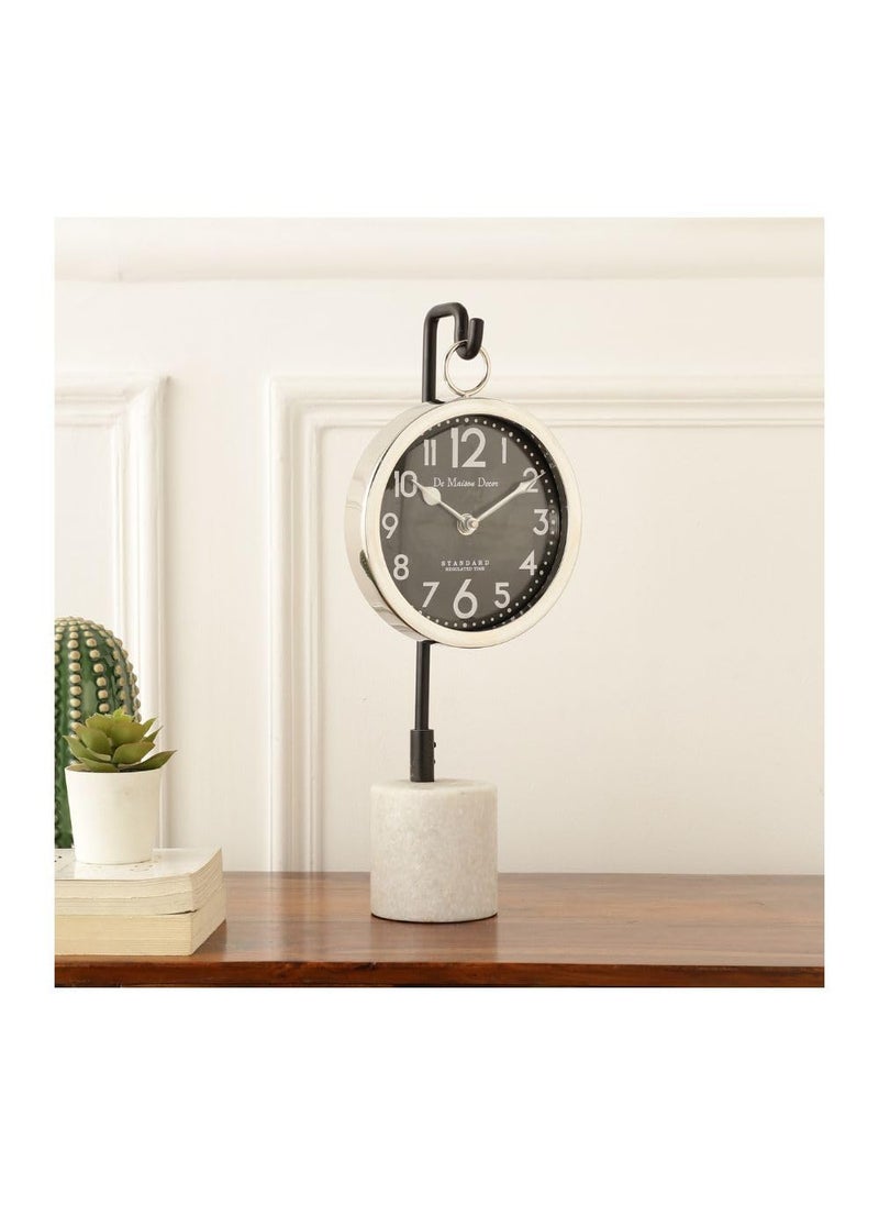 Decor de Maison Handcrafted Suspended Marble Time Keeper in Silver Table Clock Colours Available Gold Silver Decorative Table Clock for Home Decor Office Table 155 inch Height