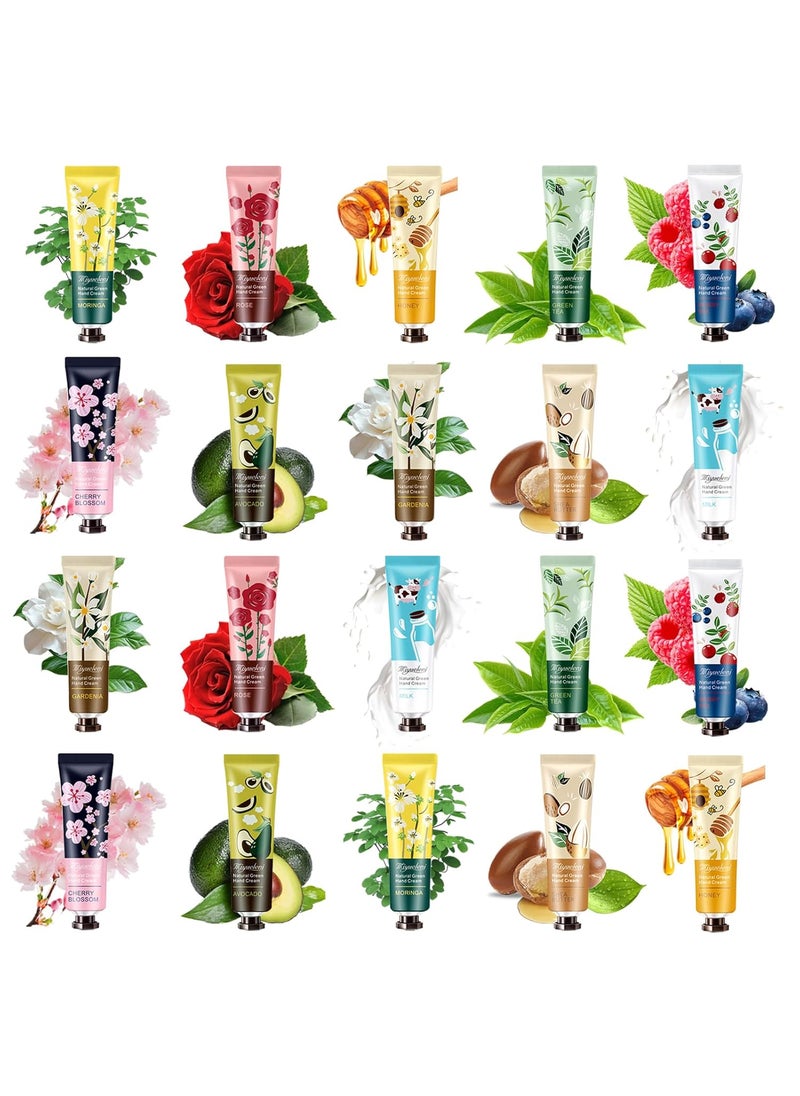 20 Pack Hand Cream Gift Set,Korean Relieve Dry and Cracked Hands Mini Hand Lotion, Mothers&Teacher Appreciation&Nurse Week Day Gifts for Women,Natural Moisturizing Hand Lotion Travel Size