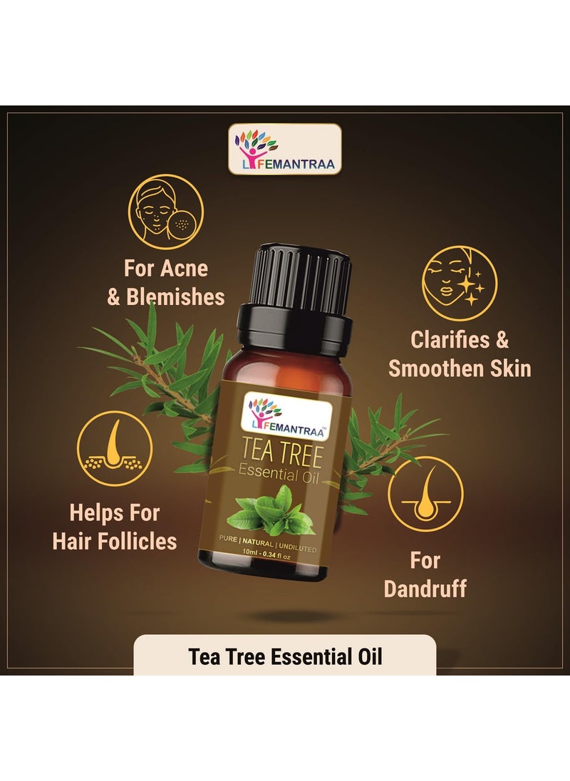 Lifemantraa Pure Lavender Peppermint Lemon Sweet Orange and Tea Tree Essential Oil for Home Fragrance Diffuser Essential Oils Set for Room Air Freshener Aroma Oil Diffusers Soap Making Candle Making 10ml Each 50ml