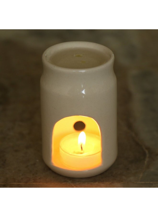 Pure Source IndiaCeramic Three Hole Aroma Burner for Home & Office Decor (4 x 2.4 inch, Ivory White)