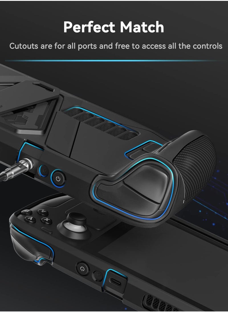 Protective Case for Steam Deck with Kickstand, Accurate Cutouts TPU Cover for Steam Deck, Anti Slip Comfort Shockproof Protector Grip Shell for Steam Deck Black