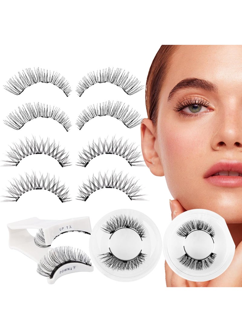 Natural Look Magnetic Eyelashes with Applicator: 4 Pairs, Reusable Magnetic Lashes, No Glue & Liner Needed, K8+604, 250102