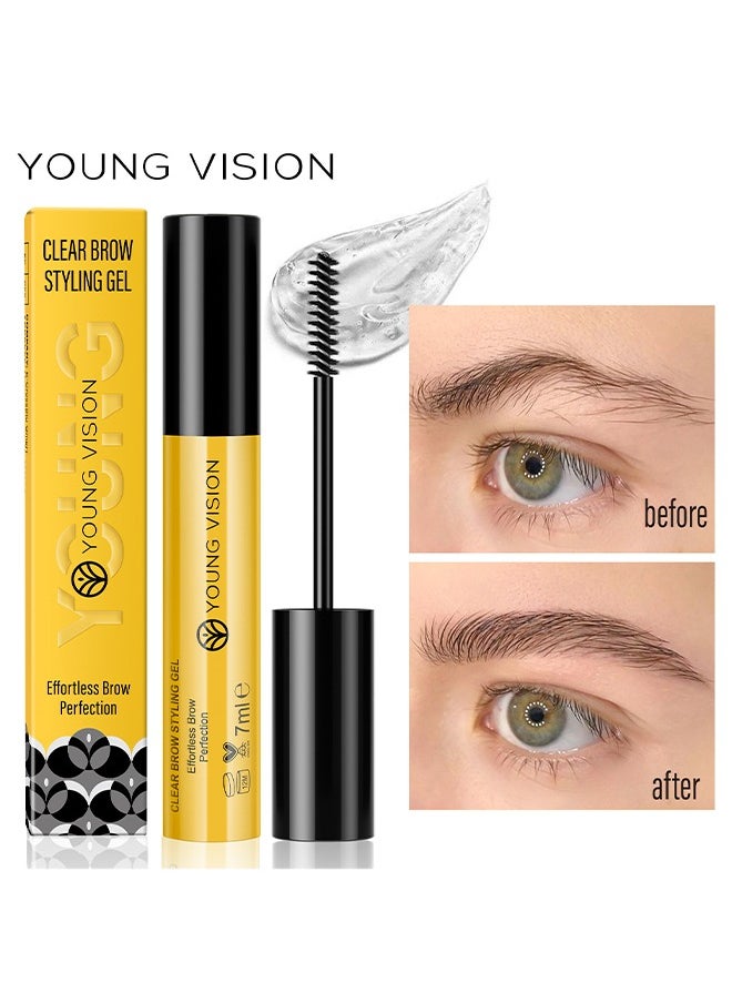 Clear Brow Styling Gel,Eyebrow Gel Makeup, Long-Lasting Charming Brow Glue, Waterproof Clear Brow Gel, Smudge-Resistant, Quick-Dry Brow Wax For Defined Natural Looking Eyebrows 7ml