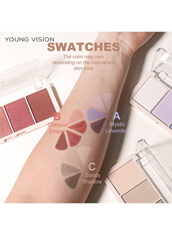 Eyeshadow Palette,4 Shades Of Eye Shadow Palettes Makeup Palettes Waterproof Long Lasting Natural Mixing Pigment #C Sandy shadow