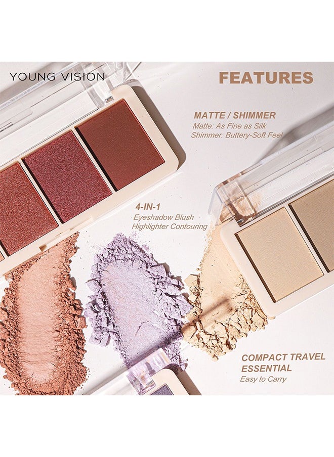 Eyeshadow Palette,4 Shades Of Eye Shadow Palettes Makeup Palettes Waterproof Long Lasting Natural Mixing Pigment #C Sandy shadow