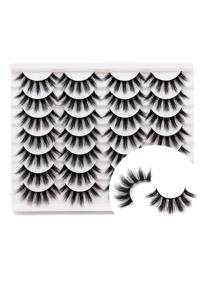 Veleasha Lashes 3D Faux Mink Lashes Fluffy False Eyelashes Natural Look 14 Pairs Lashes Pack Luxury Wispy Fake Eyelashes (3D07)