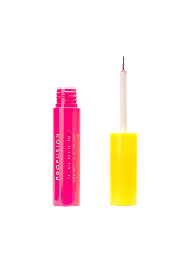 Profusion Cosmetics Electric Bold Liquid Eyeliner, Richly Pigmented Smudge-proof Eye Makeup in Semi Matte Finish for Creating Eyecatching Looks (Pink)